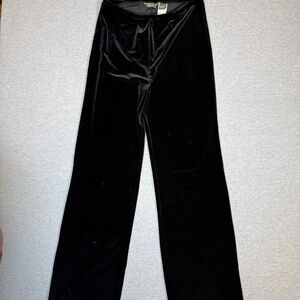 Black Velvet Wide Leg Pant Pull-On Size PL Rich Deep Dark Velvet Eddie Bauer
